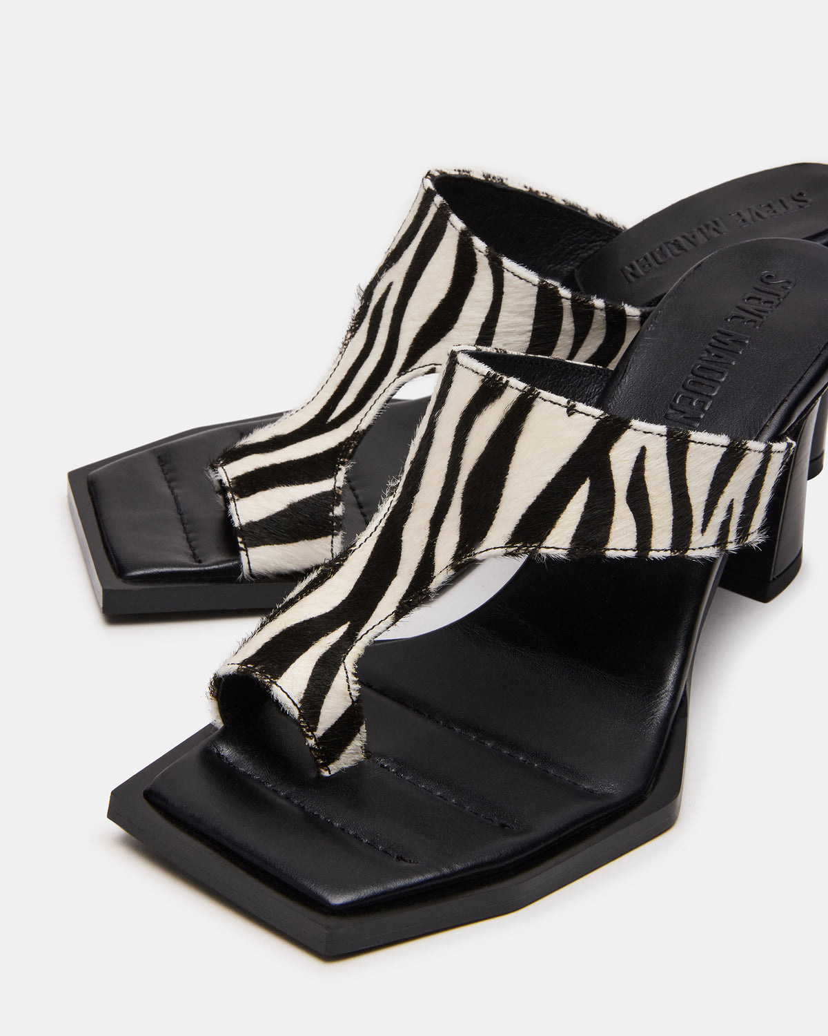 ALAMEDA Zebra Square-Toe Mule Women's Heel Steve Madden ZEBRA