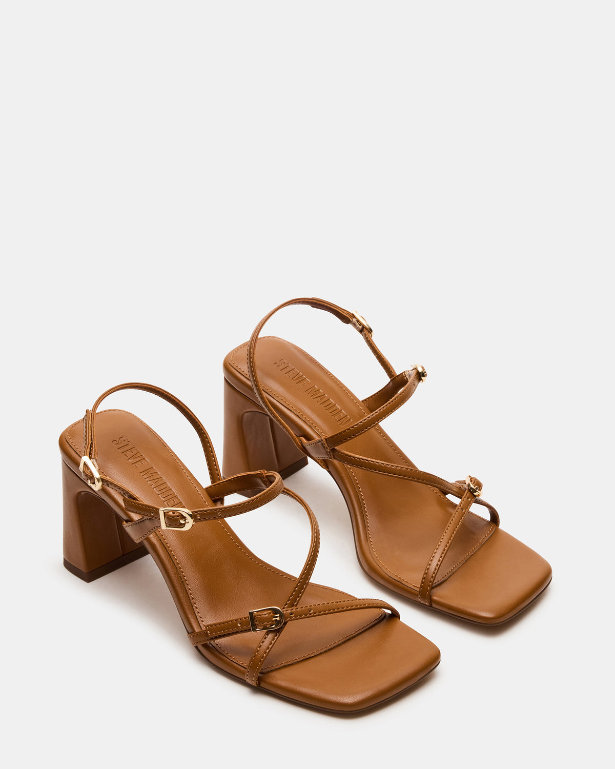 VANTAGE Caramel Women's Square-Toe Strappy Slingback Heel Steve Madden CARAMEL