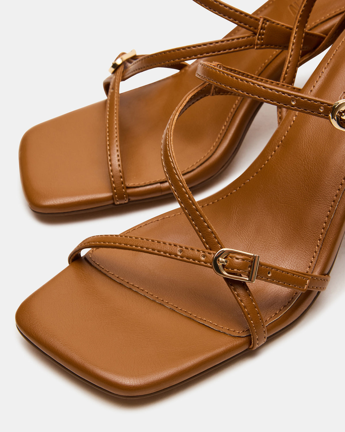 VANTAGE Caramel Women's Square-Toe Strappy Slingback Heel Steve Madden CARAMEL