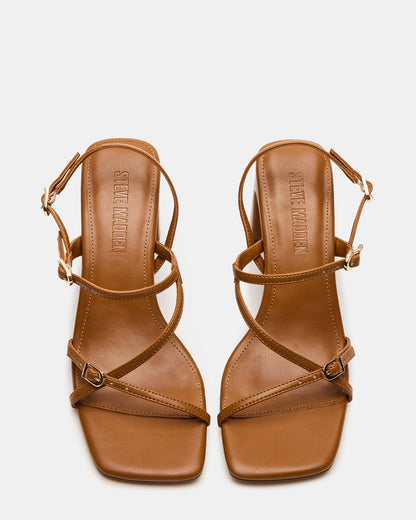 VANTAGE Caramel Women's Square-Toe Strappy Slingback Heel Steve Madden CARAMEL