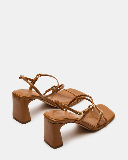 VANTAGE Caramel Women's Square-Toe Strappy Slingback Heel Steve Madden CARAMEL