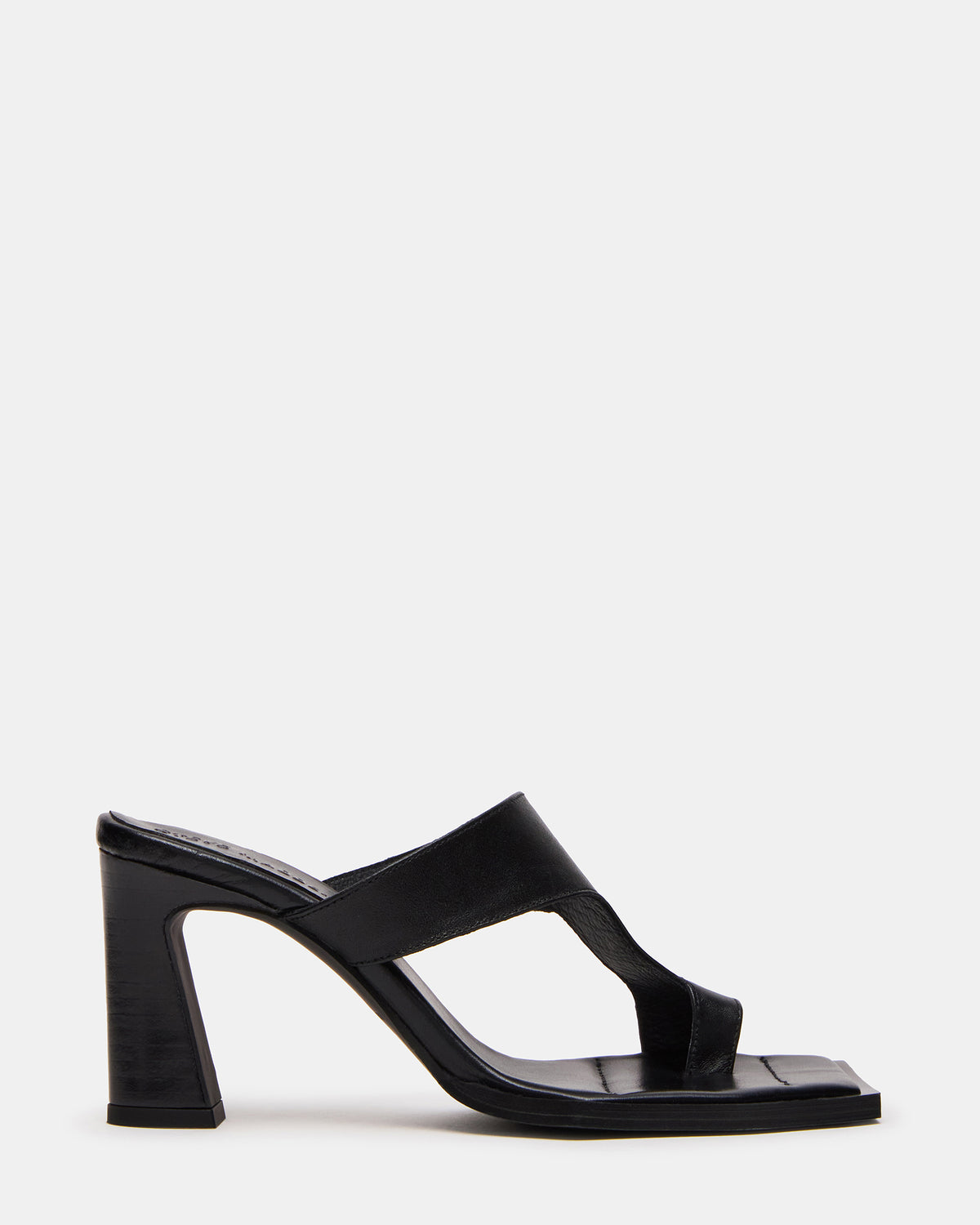 ALAMEDA Black Leather Square-Toe Mule Women's Heel Steve Madden BLACK LEATHER