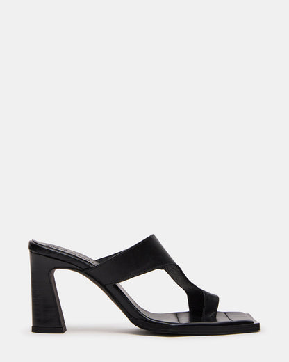 ALAMEDA Black Leather Square-Toe Mule Women's Heel Steve Madden BLACK LEATHER
