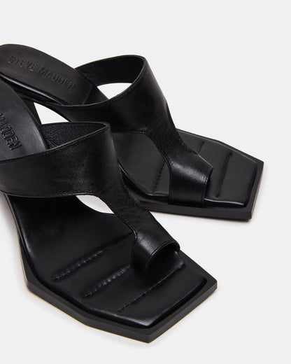 ALAMEDA Black Leather Square-Toe Mule Women's Heel Steve Madden BLACK LEATHER