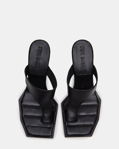ALAMEDA Black Leather Square-Toe Mule Women's Heel Steve Madden BLACK LEATHER