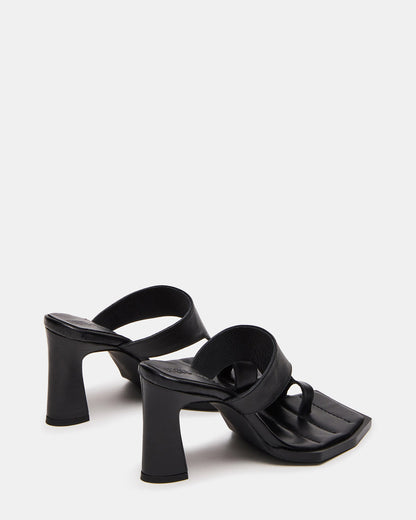 ALAMEDA Black Leather Square-Toe Mule Women's Heel Steve Madden BLACK LEATHER