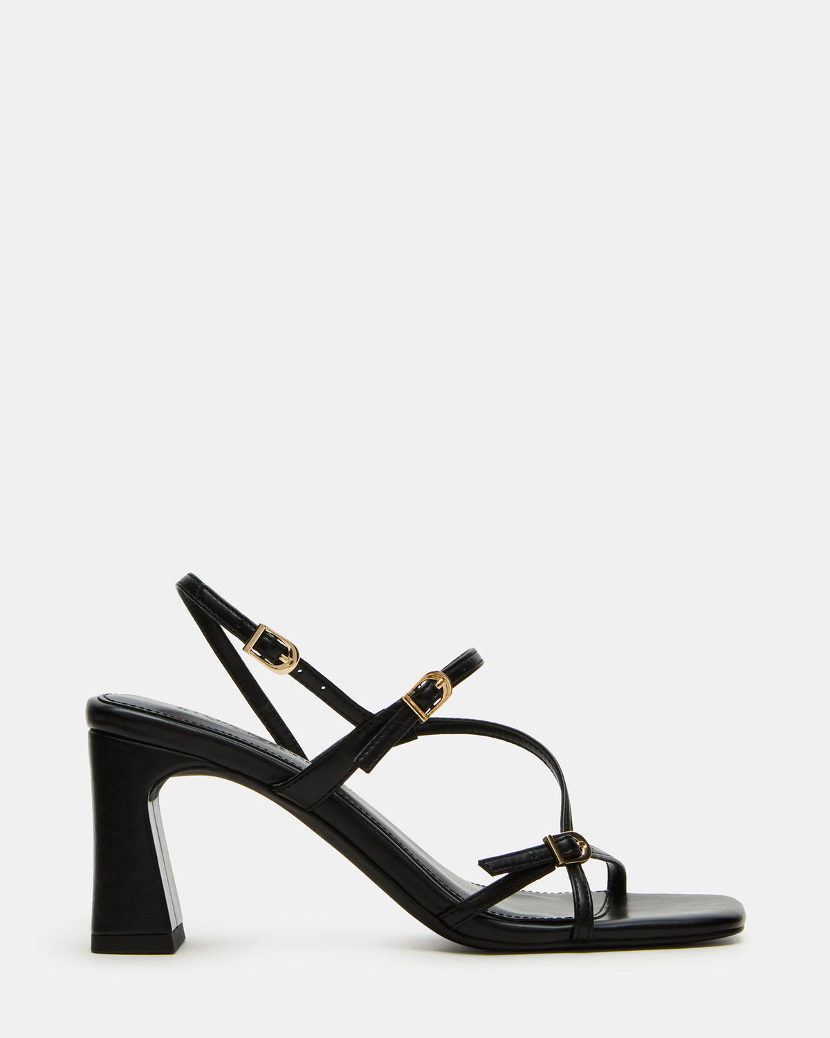 VANTAGE Black Women's Square-Toe Strappy Slingback Heel Steve Madden BLACK