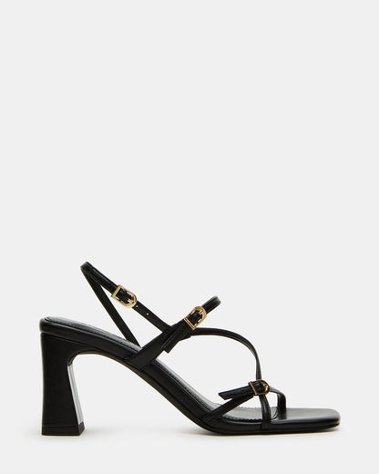 VANTAGE Black Women's Square-Toe Strappy Slingback Heel Steve Madden BLACK