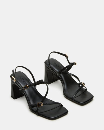 VANTAGE Black Women's Square-Toe Strappy Slingback Heel Steve Madden BLACK