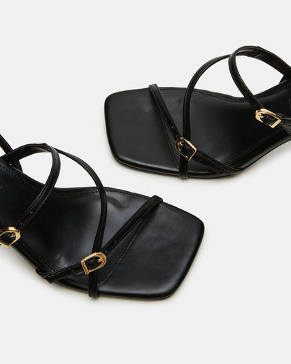 VANTAGE Black Women's Square-Toe Strappy Slingback Heel Steve Madden BLACK