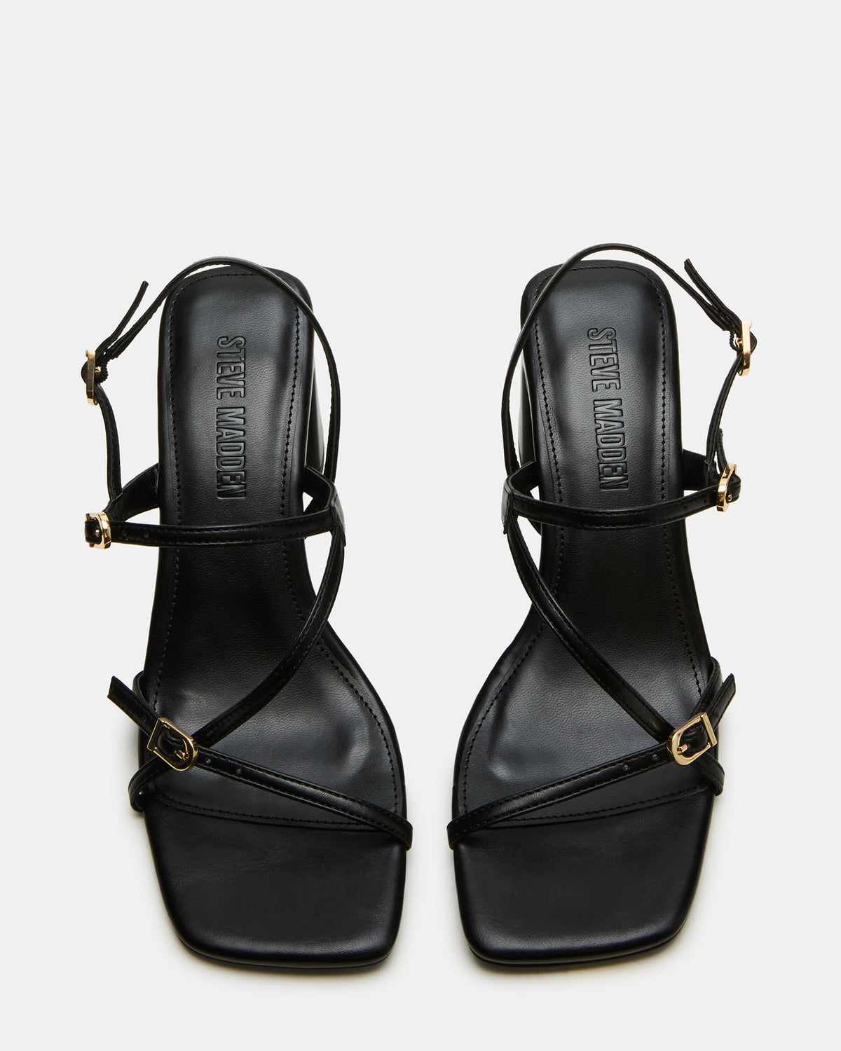 VANTAGE Black Women's Square-Toe Strappy Slingback Heel Steve Madden BLACK