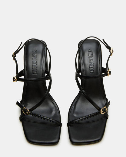 VANTAGE Black Women's Square-Toe Strappy Slingback Heel Steve Madden BLACK