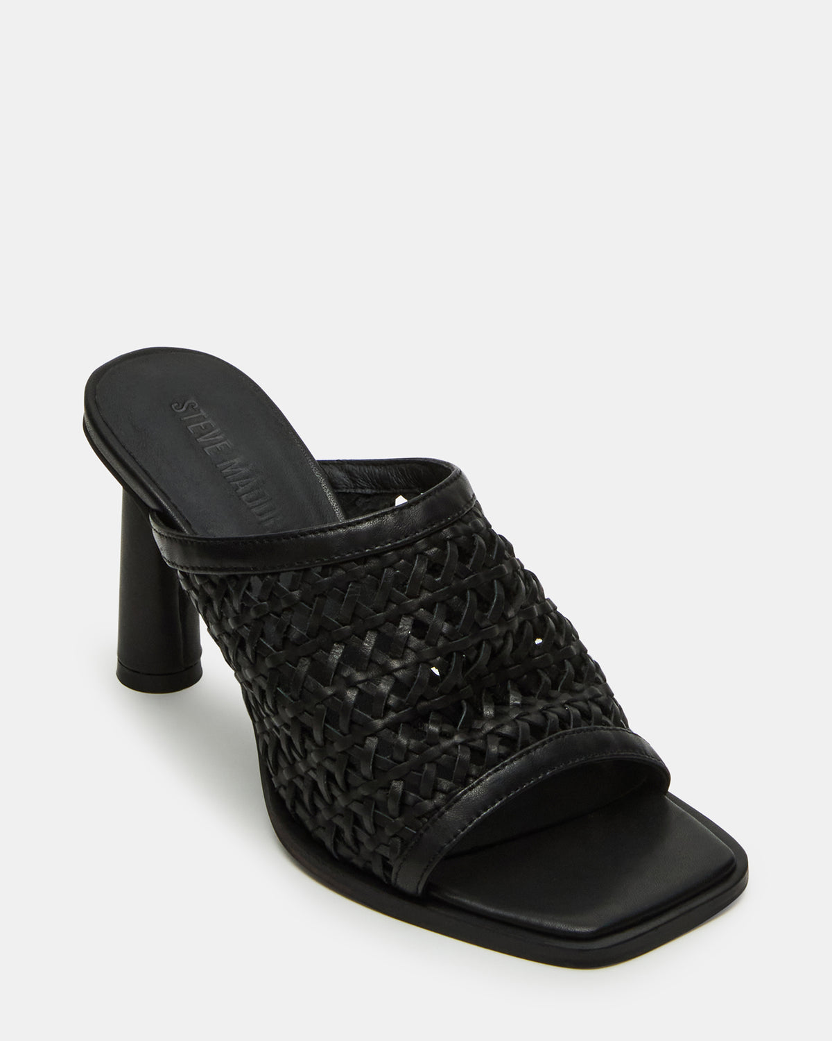 FRESCA Black Woven Square-Toe Mule Women's Heel Steve Madden BLACK