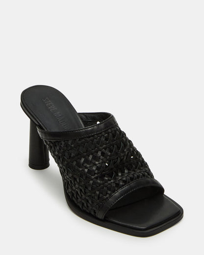 FRESCA Black Woven Square-Toe Mule Women's Heel Steve Madden BLACK