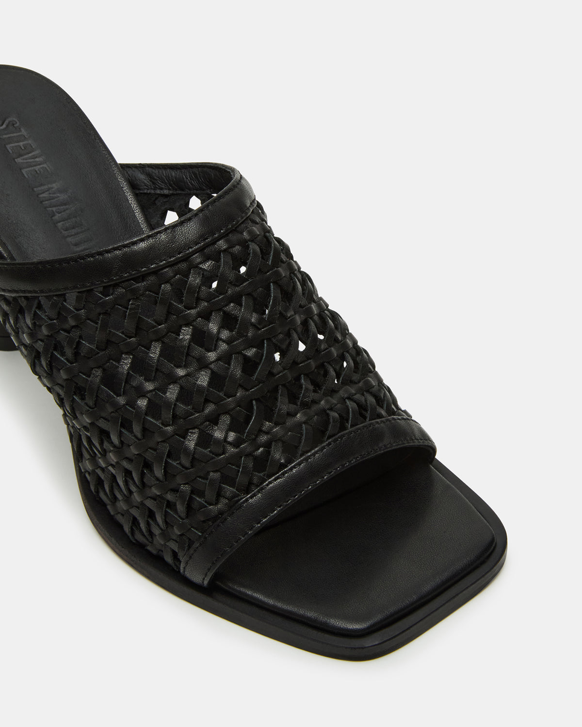 FRESCA Black Woven Square-Toe Mule Women's Heel Steve Madden BLACK