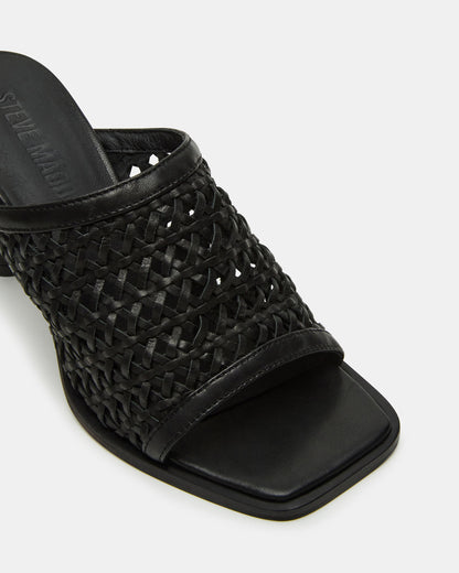 FRESCA Black Woven Square-Toe Mule Women's Heel Steve Madden BLACK