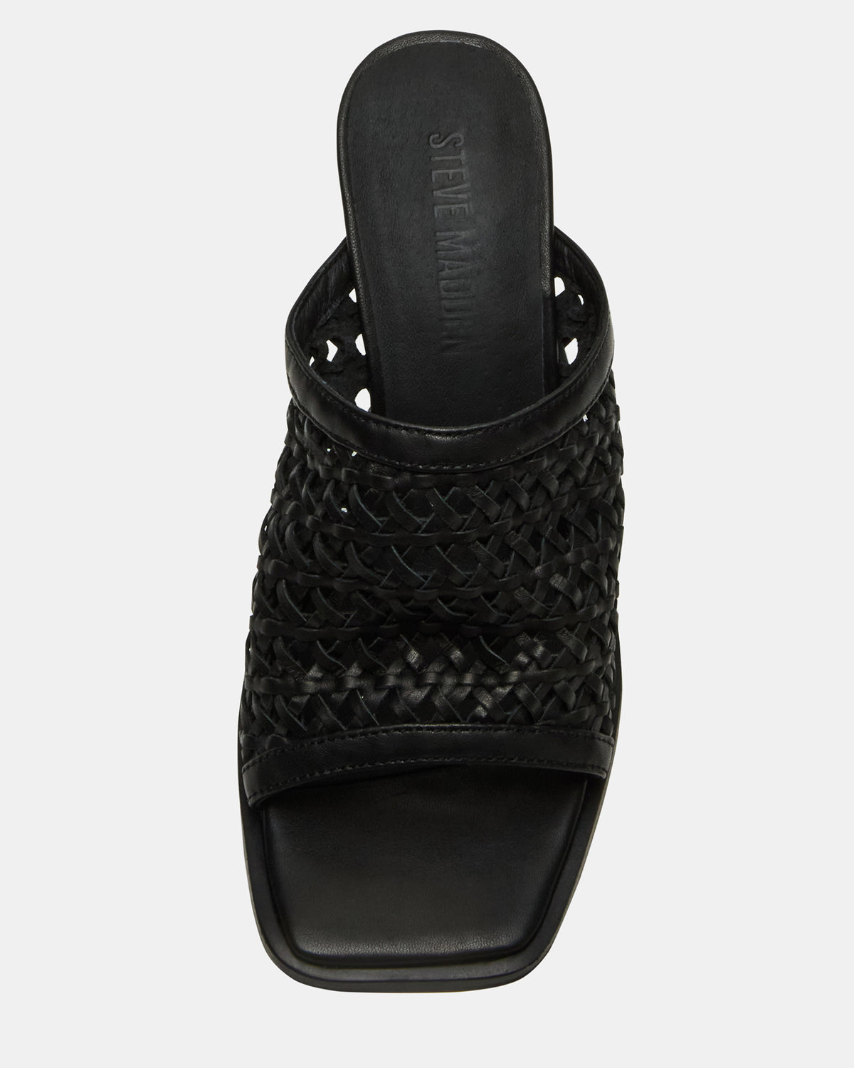 FRESCA Black Woven Square-Toe Mule Women's Heel Steve Madden BLACK