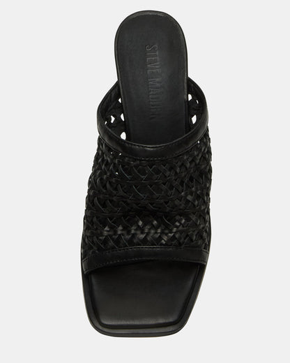 FRESCA Black Woven Square-Toe Mule Women's Heel Steve Madden BLACK