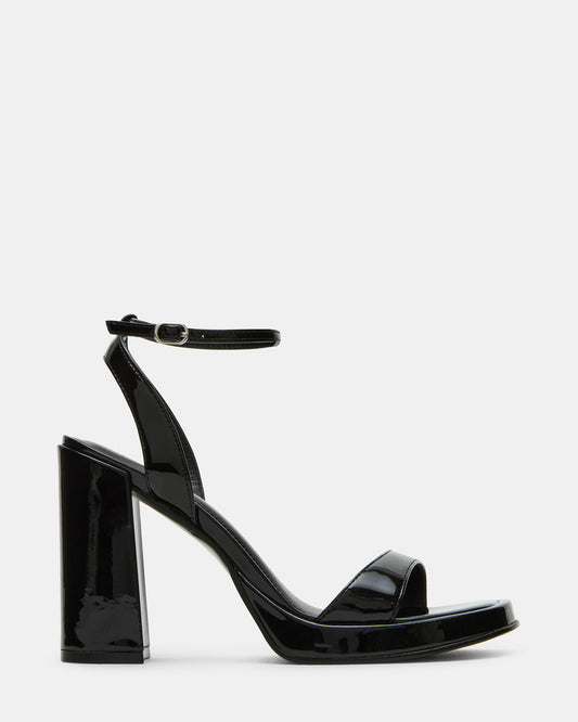 SULLIVAN Black Patent Square-Toe Strappy Heel | Women's Heels Steve Madden BLACK PATENT