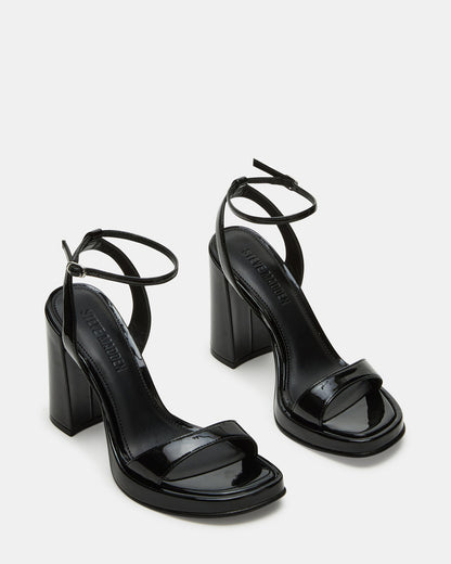 SULLIVAN Black Patent Square-Toe Strappy Heel | Women's Heels Steve Madden BLACK PATENT