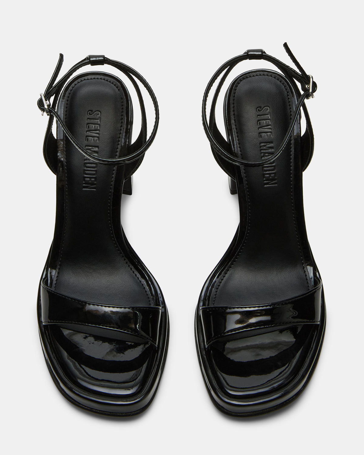 SULLIVAN Black Patent Square-Toe Strappy Heel | Women's Heels Steve Madden BLACK PATENT