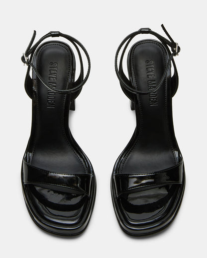 SULLIVAN Black Patent Square-Toe Strappy Heel | Women's Heels Steve Madden BLACK PATENT