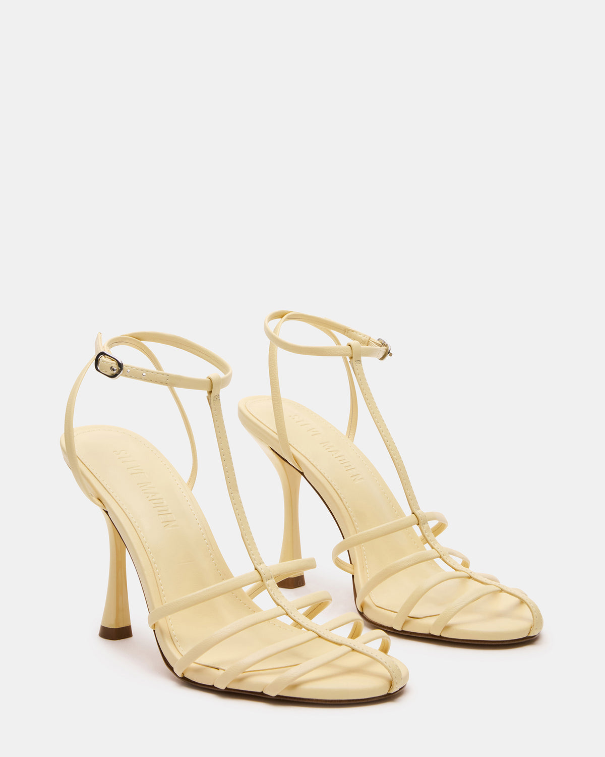 TILDAH BUTTER Leather Strappy Rounded Toe Women's Heel Steve Madden YELLOW LEATHER