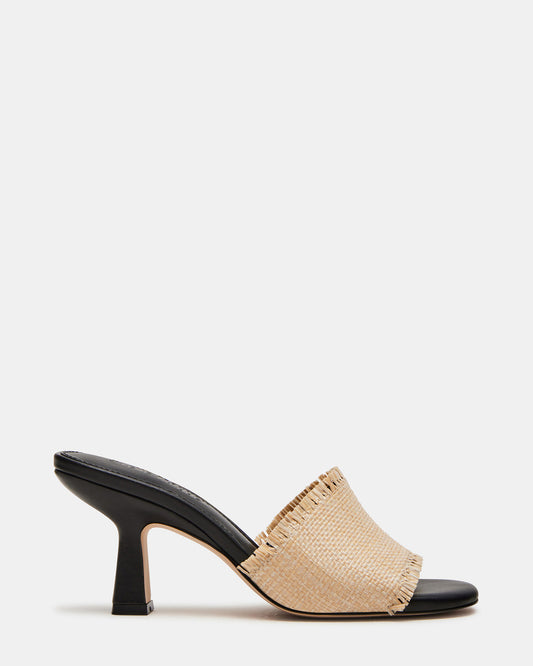 CRESCENT Raffia Square Toe Mule Heel | Women's Heels Steve Madden RAFFIA