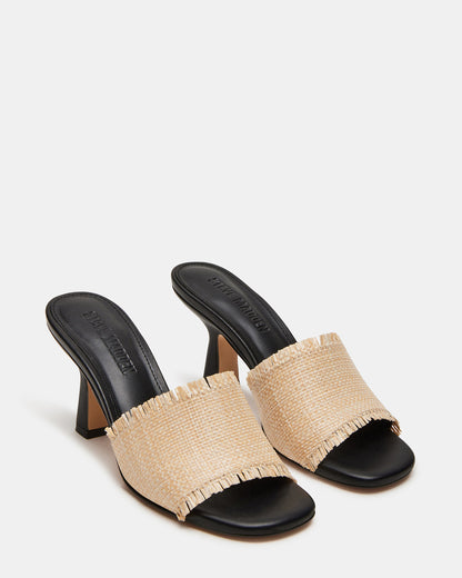 CRESCENT Raffia Square Toe Mule Heel | Women's Heels Steve Madden RAFFIA