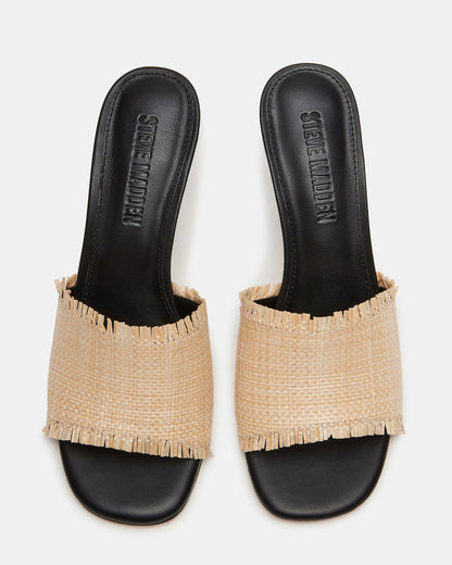 CRESCENT Raffia Square Toe Mule Heel | Women's Heels Steve Madden RAFFIA