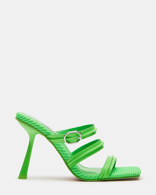 TRIN Green Strappy Square Toe Mule | Women's Heels Steve Madden GREEN