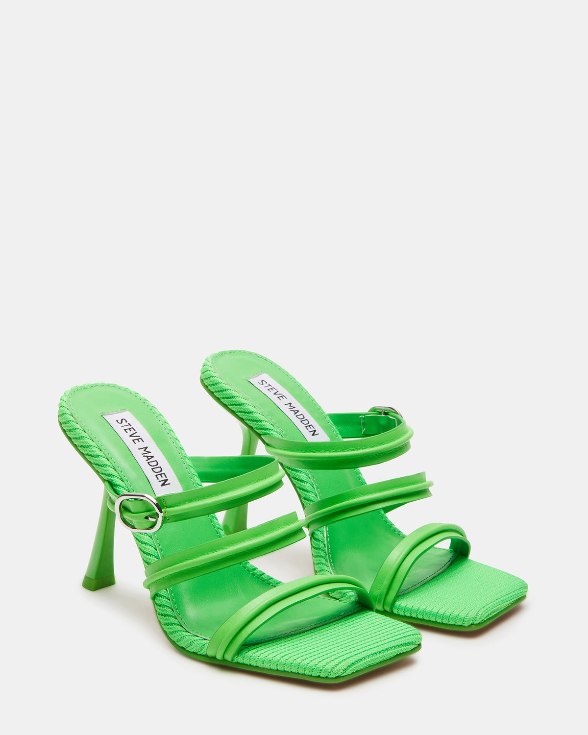 TRIN Green Strappy Square Toe Mule | Women's Heels Steve Madden GREEN