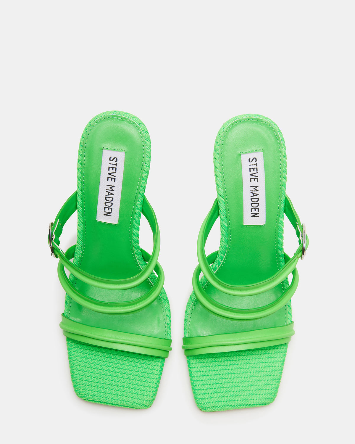 TRIN Green Strappy Square Toe Mule | Women's Heels Steve Madden GREEN