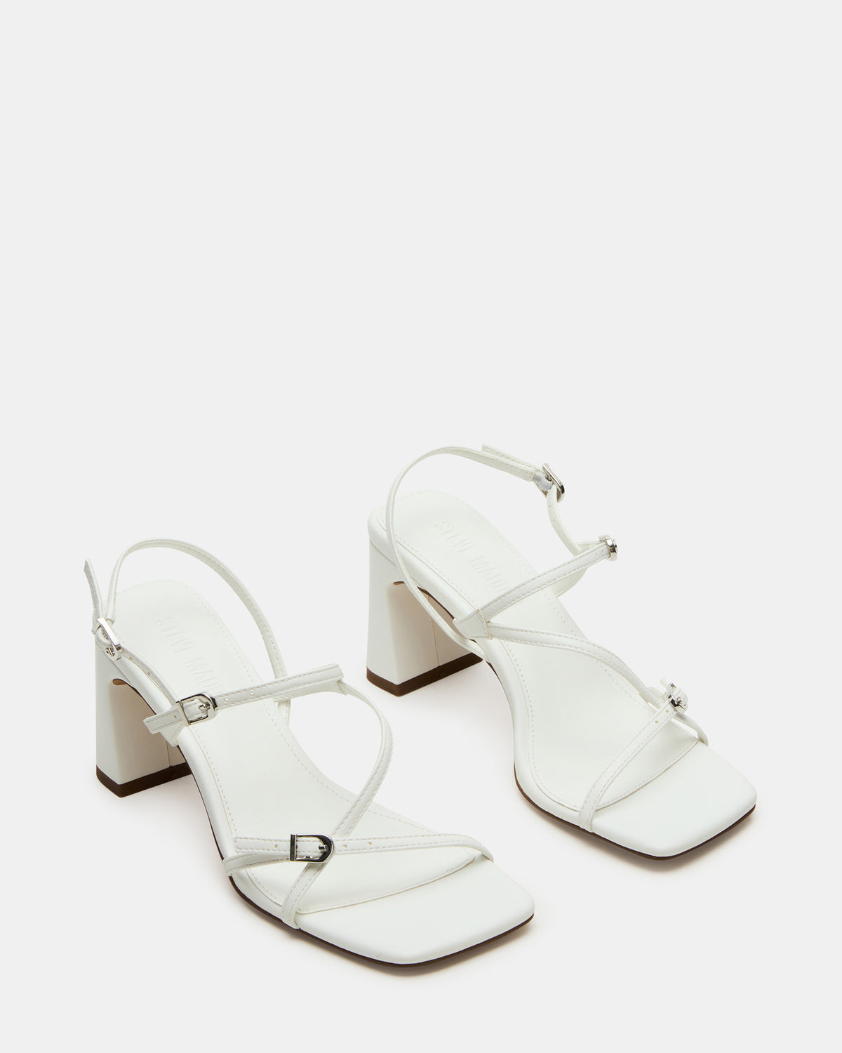 VANTAGE White Women's Square-Toe Strappy Slingback Heel Steve Madden WHITE