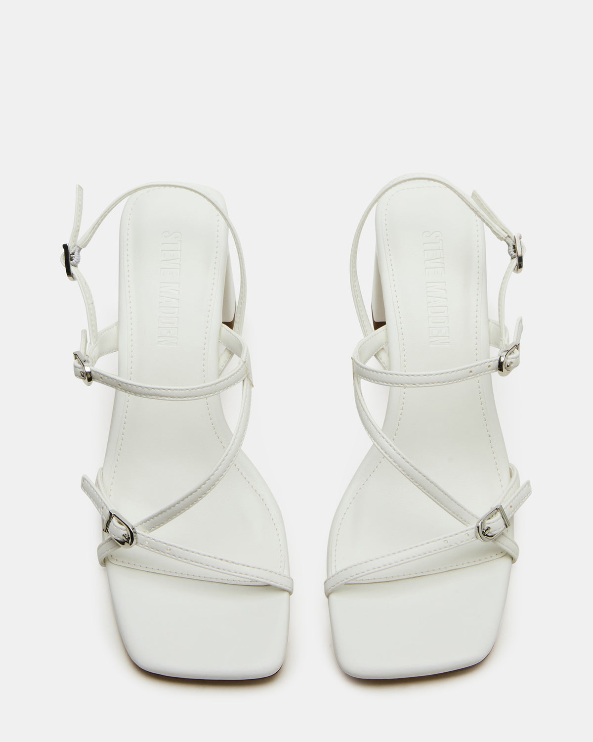 VANTAGE White Women's Square-Toe Strappy Slingback Heel Steve Madden WHITE