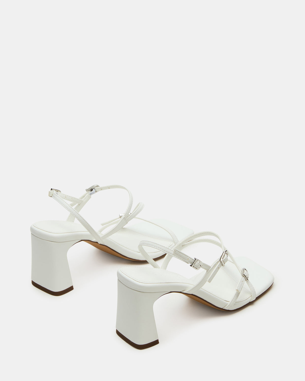VANTAGE White Women's Square-Toe Strappy Slingback Heel Steve Madden WHITE