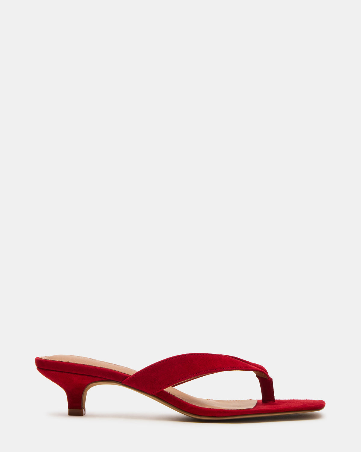 TRACIE Red Suede Thong Strap Women's Kitten Heel Steve Madden RED SUEDE