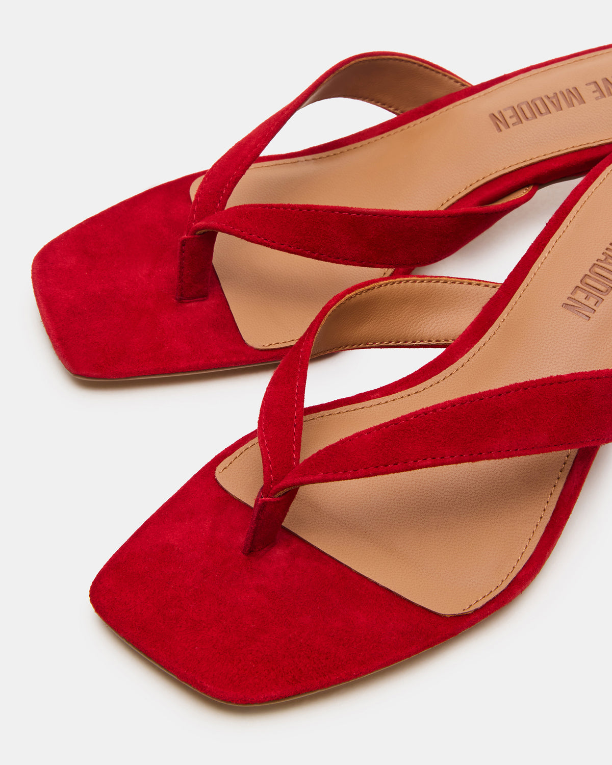 TRACIE Red Suede Thong Strap Women's Kitten Heel Steve Madden RED SUEDE