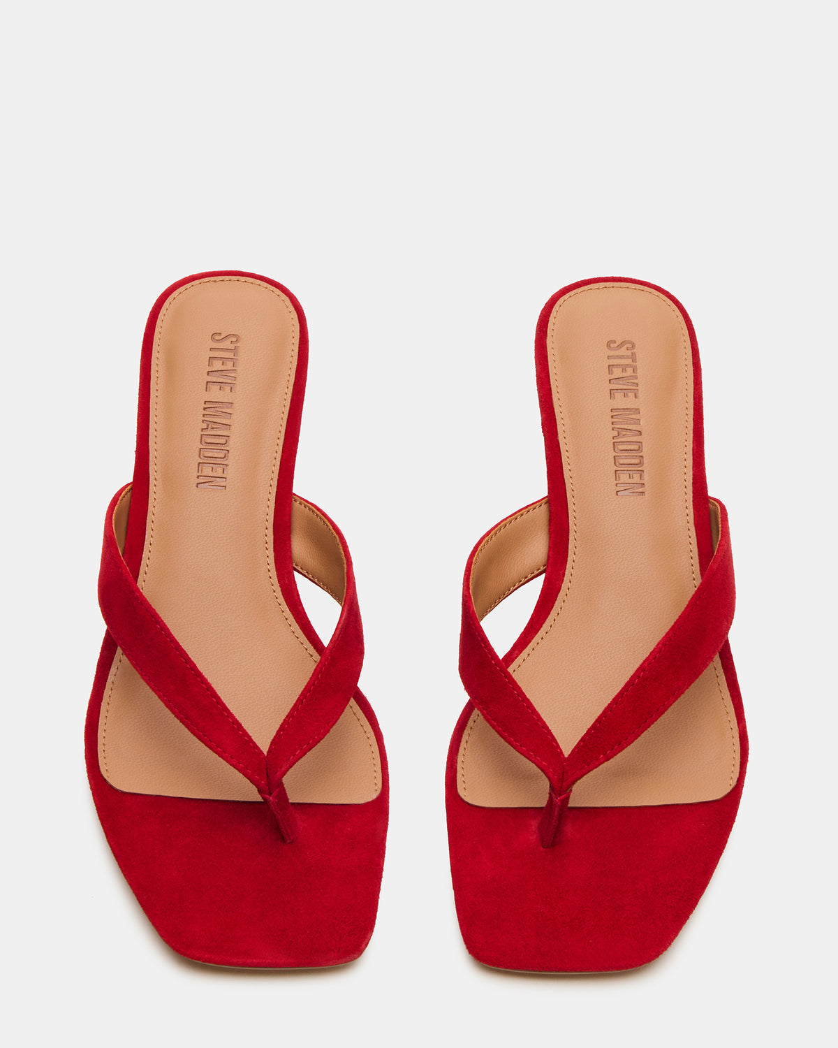 TRACIE Red Suede Thong Strap Women's Kitten Heel Steve Madden RED SUEDE