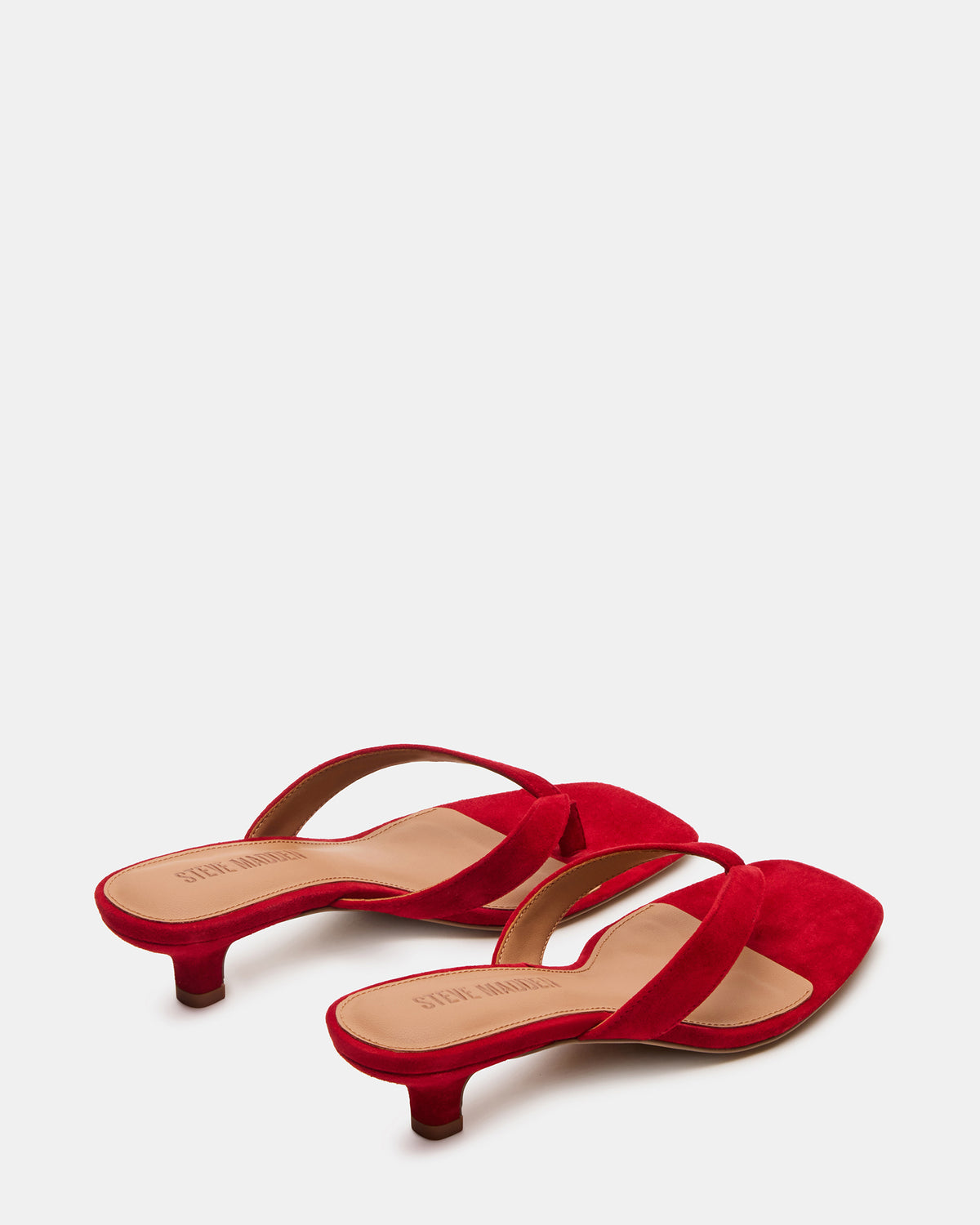 TRACIE Red Suede Thong Strap Women's Kitten Heel Steve Madden RED SUEDE