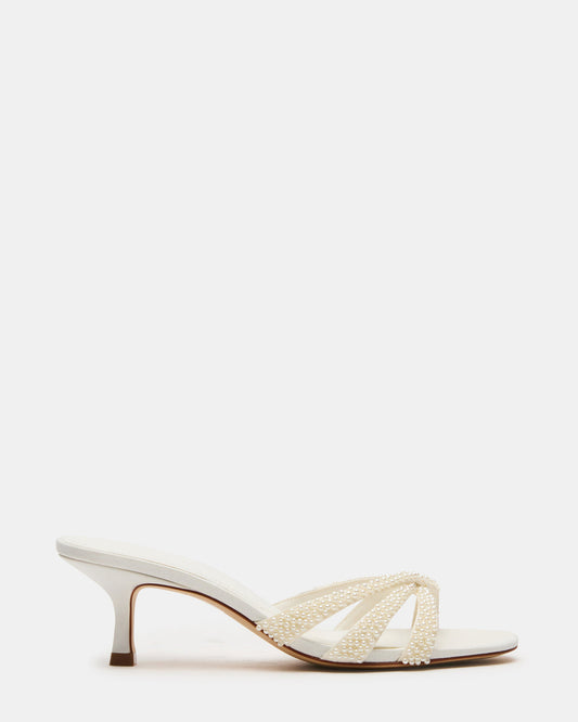 CARY Pearl Ivory Square-Toe Strappy Mule Women's Heel Steve Madden IVORY