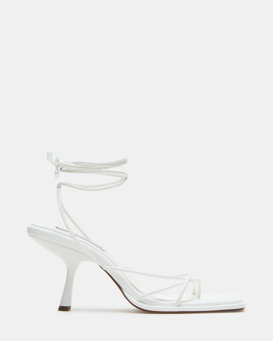 JOLENE White Strappy Lace-Up Heel | Women's Heels Steve Madden WHITE