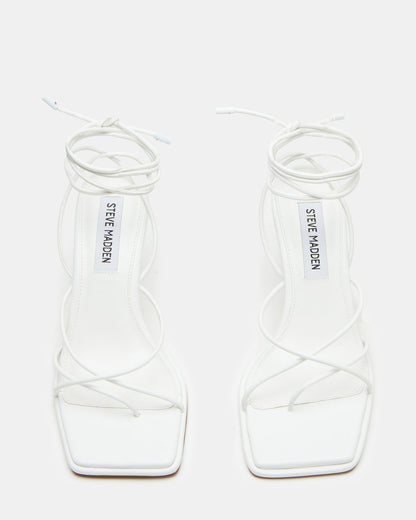JOLENE White Strappy Lace-Up Heel | Women's Heels Steve Madden WHITE