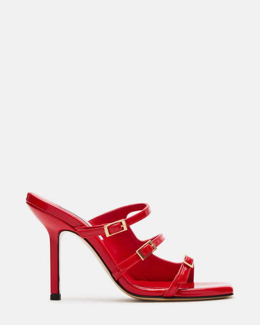 OPULENT Red Leather Square Toe Mule Heel | Women's Heels Steve Madden RED LEATHER
