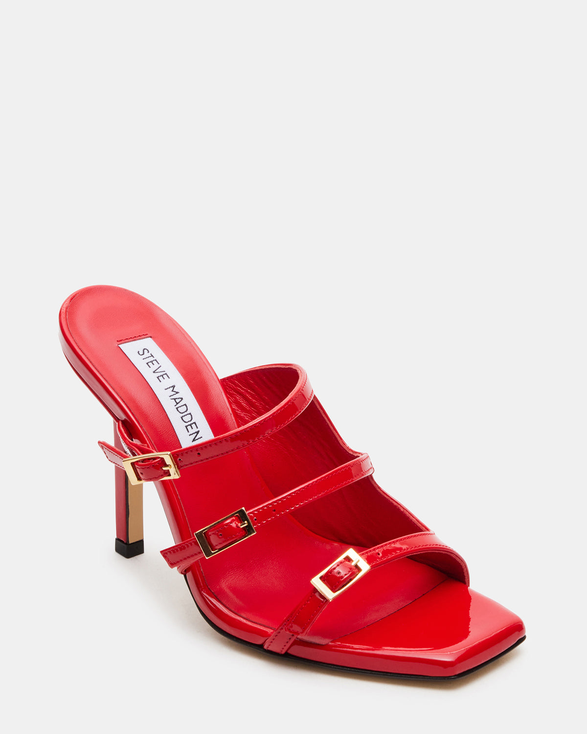 OPULENT Red Leather Square Toe Mule Heel | Women's Heels Steve Madden RED LEATHER