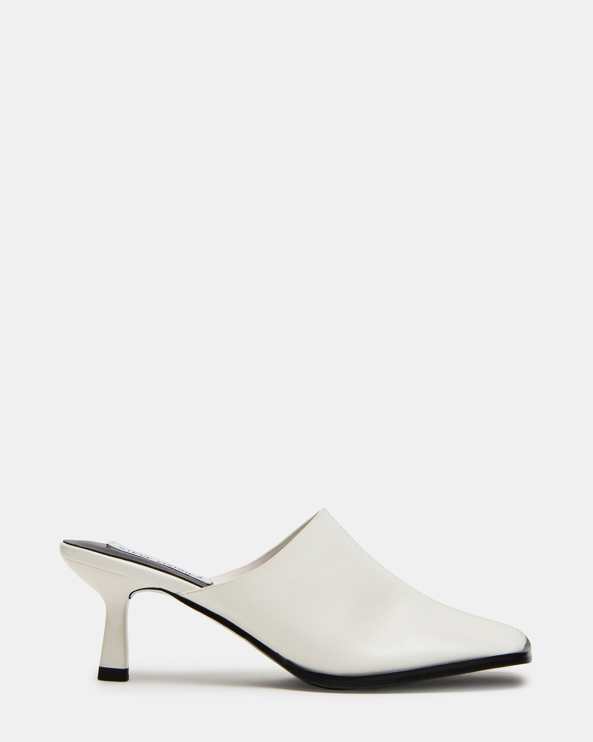 DEMPSEY White Leather Square-Toe Mule Women's Heel Steve Madden WHITE LEATHER