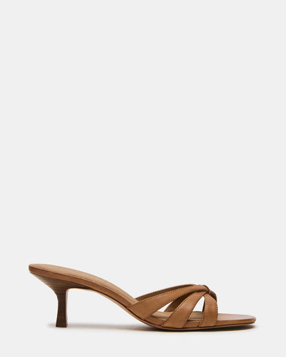 CARY Camel Leather Square-Toe Strappy Mule Women's Heel Steve Madden CAMEL LEATHER