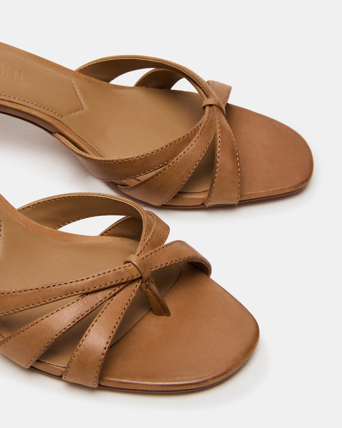 CARY Camel Leather Square-Toe Strappy Mule Women's Heel Steve Madden CAMEL LEATHER