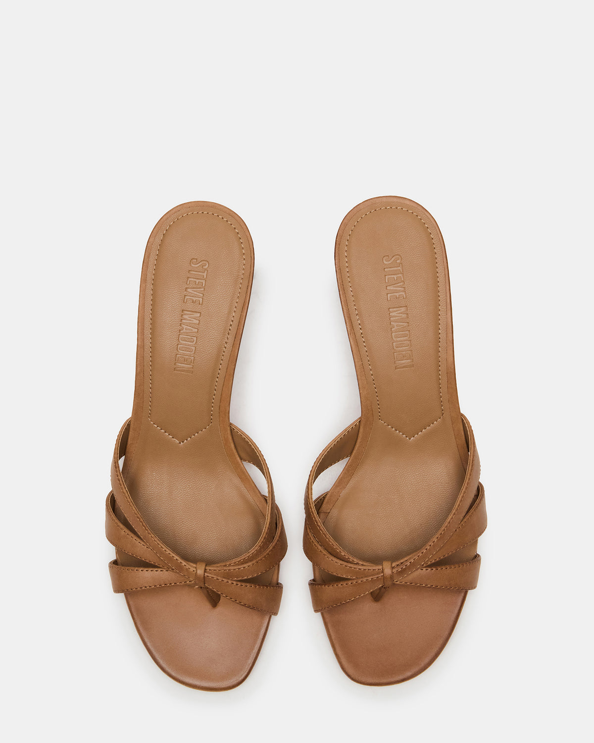 CARY Camel Leather Square-Toe Strappy Mule Women's Heel Steve Madden CAMEL LEATHER