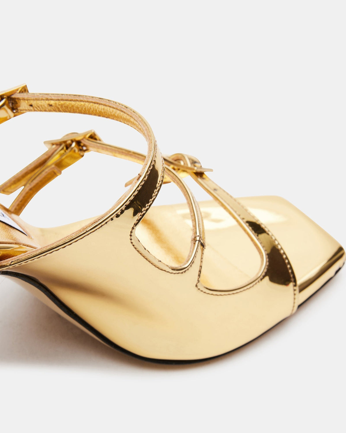 OPULENT Gold Leather Square Toe Mule Heel | Women's Heels Steve Madden GOLD LEATHER